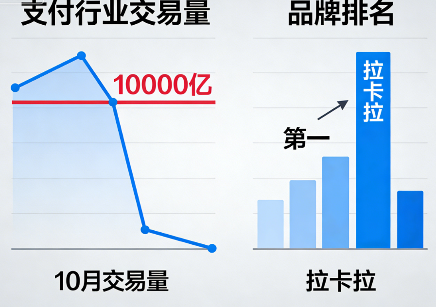 10月支付行业交易量骤降，万亿关口岌岌可危！拉卡拉稳居！